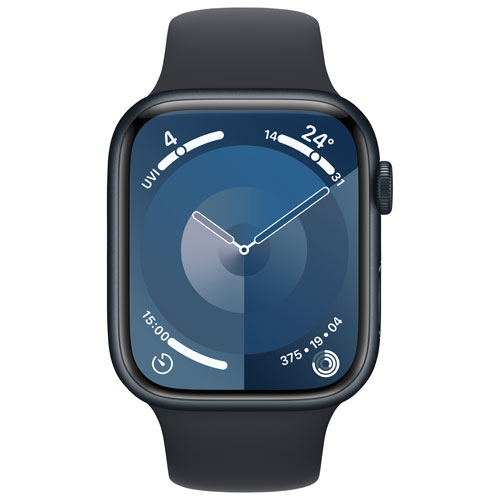 TELUS Apple Watch Series 9 (GPS + Cellular) 45mm Midnight Aluminium Case w/ Midnight Sport Band - M/L - Monthly Financing