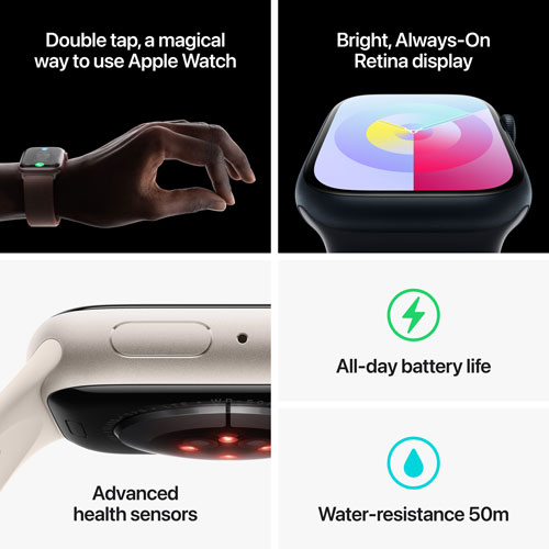 TELUS Apple Watch Series 9 (GPS + Cellular) 45mm Midnight Aluminium Case w/ Midnight Sport Band - M/L - Monthly Financing
