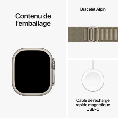 Apple Watch Ultra 2 avec boîtier de 49 mm en titane et bracelet Alpin olive par Rogers - Grand - Financement mensuel
