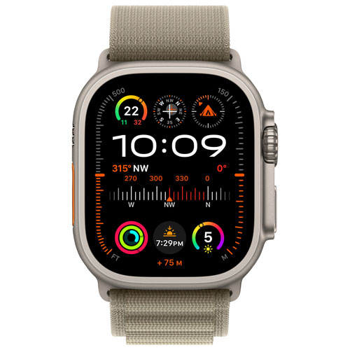 Apple Watch Ultra 2 avec boîtier de 49 mm en titane et bracelet Alpin olive par TELUS - Petit - Financement mensuel