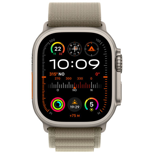 Apple Watch Ultra 2 avec boîtier de 49 mm en titane et bracelet Alpin olive par TELUS - Petit - Financement mensuel