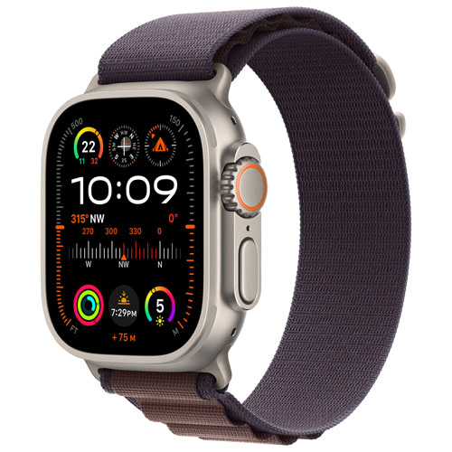 Apple Watch Ultra 2 avec boîtier de 49 mm en titane et bracelet Alpin indigo par Rogers - Grand - Financement mensuel