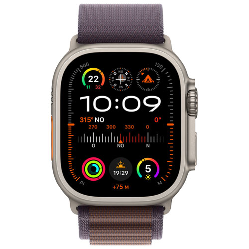 Apple Watch Ultra 2 avec boîtier de 49 mm en titane et bracelet Alpin indigo par Rogers - Grand - Financement mensuel