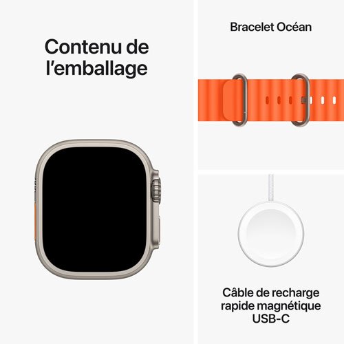 Apple Watch Ultra 2 avec boîtier de 49 mm en titane et bracelet Océan orange par Bell - Financement mensuel