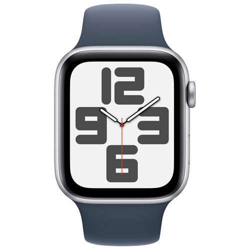 TELUS Apple Watch SE (GPS + Cellular) 44mm Silver Aluminum Case w/Storm Blue Sport Band - /M