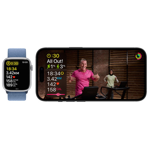 Bell Apple Watch Series 9 (GPS + Cellular) 45mm Pink Aluminum Case w/Light Pink Sport Band - M/L - Monthly Financing
