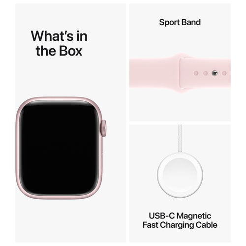 TELUS Apple Watch Series 9 45mm Pink Aluminum Case w/Light Pink Sport Band - S/M - Monthly Financing