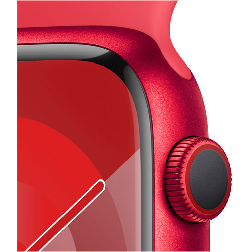 Apple Watch Series 9 (GPS + Cellular) avec boîtier de 45 mm en aluminium (PRODUCT)RED et bracelet sport (PRODUCT)RED par Rogers - Petit/Moyen - Financement mensuel