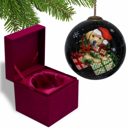 Voiture avec cadeaux verre soufflé décoration sapin Noël