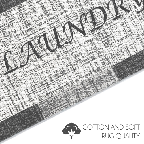 SussexHome Non Skid Washable Laundry Room Rug Runner - 20 x 59 Inches - Gray&White