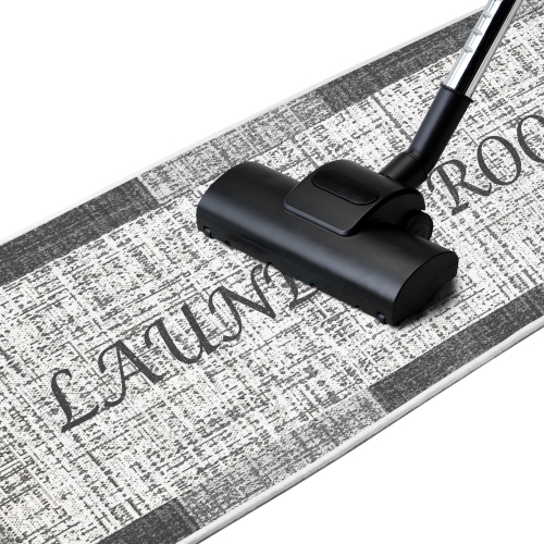 SussexHome Non Skid Washable Laundry Room Rug Runner - 20 x 59 Inches - Gray&White