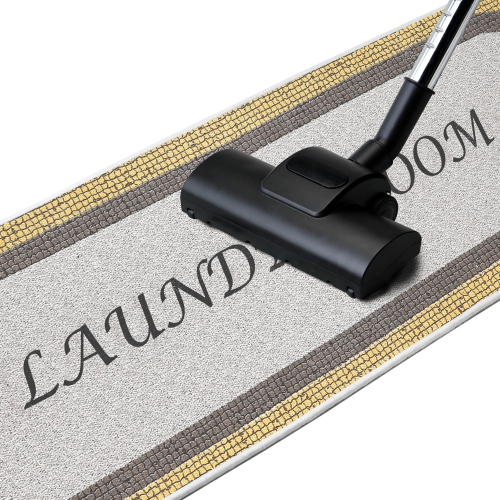 SussexHome Non Skid Washable Laundry Room Rug Runner - 20 x 59 Inches - Gray&Gold