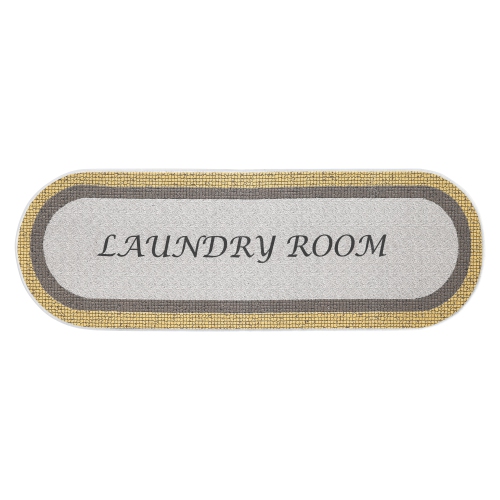 SussexHome Non Skid Washable Laundry Room Rug Runner - 20 x 59 Inches - Gray&Gold