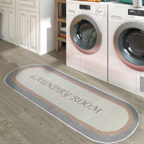 SussexHome Non Skid Washable Laundry Room Rug Runner - 20 x 59 Inches - Gray&Brown