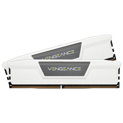 Mémoire DDR5 32 Go (2 x 16 Go) 6000 MHz Vengeance de Corsair pour PC (CMK32GX5M2E6000C36W) - Blanc