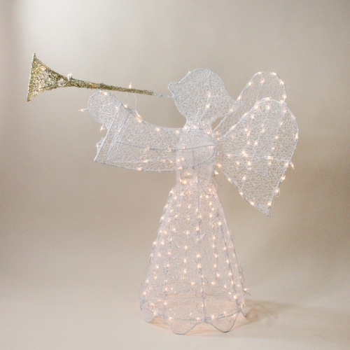 NORTHLIGHT  Lighted 3D Trumpeting Angel Outdoor Christmas Decoration - 44" - Clear Lights