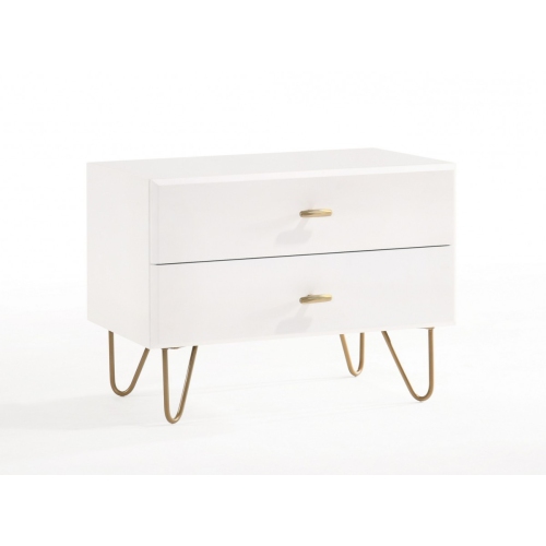 Contemporary White and Gold Nightstand with Two Drawers Best Buy Canada