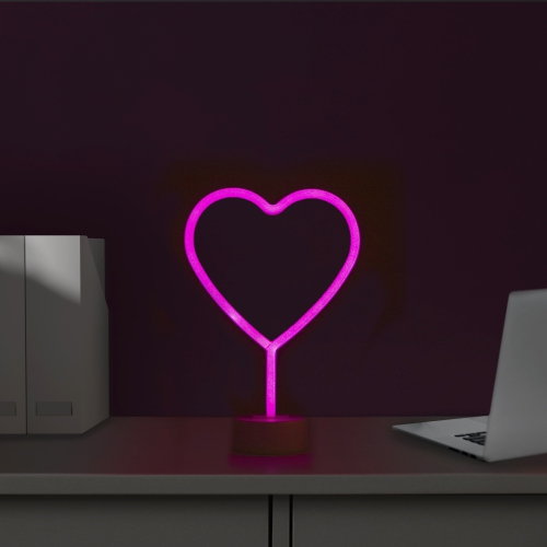 LED Heart Neon Table Light- 11.5" - Pink