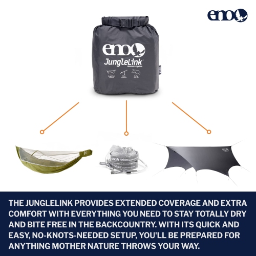 ENO - Eagles Nest Outfitters JungleLink Shelter System with Hammock with Bug Net, Straps and Rain Tarp