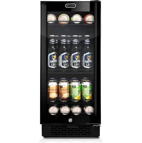 WHYNTER  Bbr-801Bg Built-In Glass 80-Can Capacity Beverage Refrigerator, 3.4 Cu.-Feet, Black