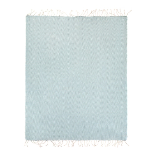 Jeté rayé bleu Coastal Chevron Aquamarine bordure frangée&nbsp;60 x 50