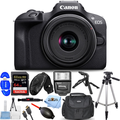 CANON  Eos R100 Mirrorless Camera With 18-45MM Lens 6052C012 - 12PC Accessory Kit