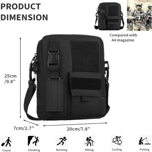Tactical Crossbody Single Shoulder Bag - Messenger Style Outdoor Gear - Casual Weekend Pack with Shoulder Strap