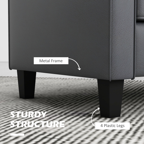 HOMCOM – Causeuse en cuir PU de 51&nbsp;po, canapé double rembourré avec accoudoirs, dossier capitonné, ressorts ensachés et coussin rembourré éponge