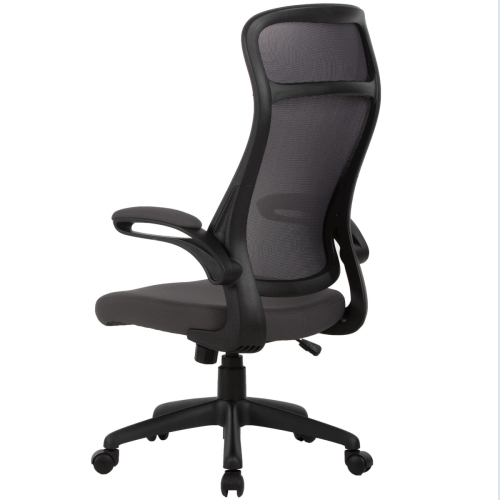 Chaise de bureau ergonomique à dossier haut avec accoudoirs rabattables, chaise fonctionnelle à rotation à 360°, chaise de bureau à hauteur réglable