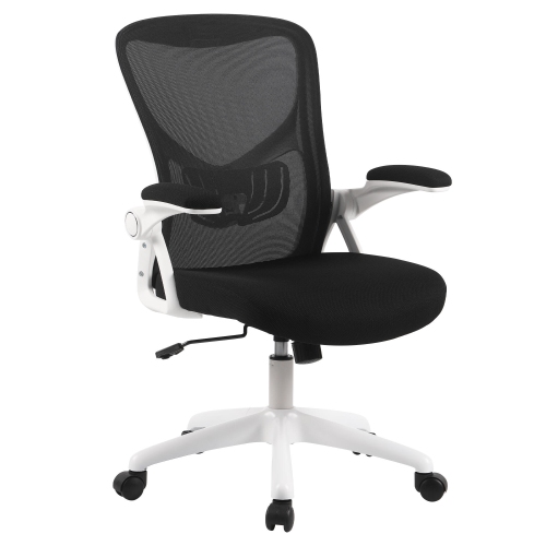 Ergonomic Office Chair with Flip-up Arms, Desk Chair Task Chair with Adjustable Height Lumbar Support and 250LB Load Capacity