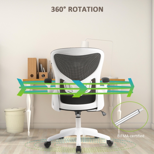 Ergonomic Office Chair with Flip-up Arms, Desk Chair Task Chair with Adjustable Height Lumbar Support and 250LB Load Capacity