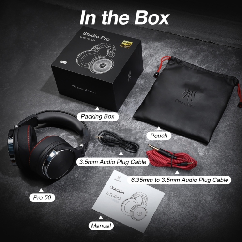 Casque d'écoute avec fil de studio professionnel de OneOdio pour enregistrement de mixage de baladoémissions - Pro-50 noir