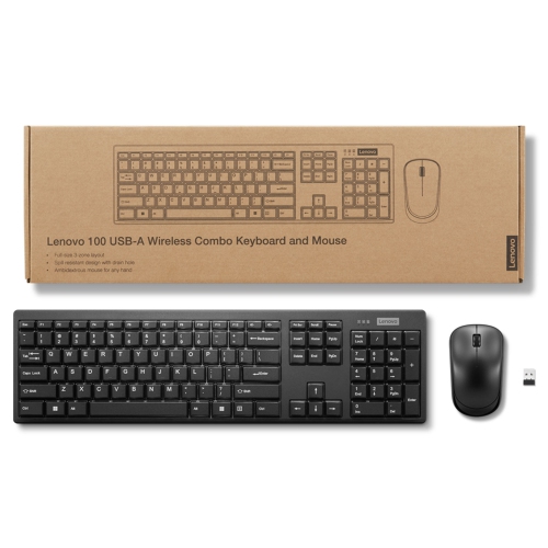 Clavier et souris sans fil USB-A 100 de Lenovo - Anglais des États-Unis