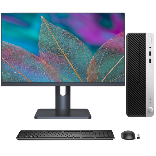Refurbished - Desktop PC HP ProDesk 400 G5 SFF Business Computer, New 27 inch FHD Monitor (Core i3-8100 8th GEN/ 8GB RAM/ 512GB SSD/ Windows 11 Pro)