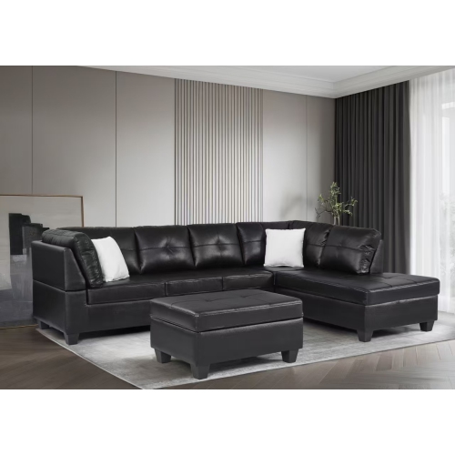 Queensons College Sectional with Storage Ottoman