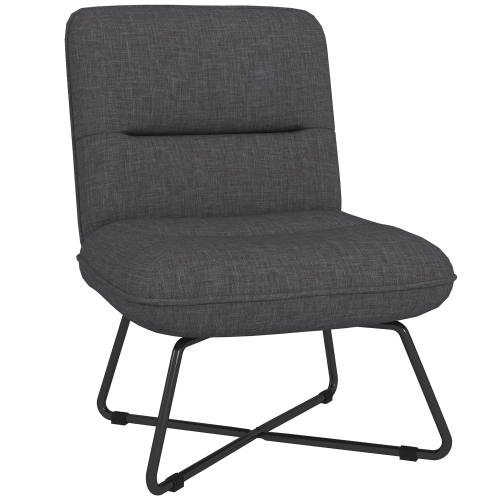 HOMCOM  Armless Accent Chair, Upholstered Side Chair for Living Room With Crossed Steel Legs, Dark In Grey