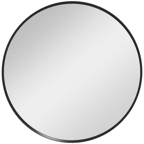 HOMCOM  " 24"" Round Wall Mirror, Bathroom Mirror for Living Room, Bedroom, Entryway, Home Decor, Black"