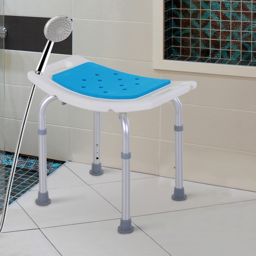 HOMCOM Height Adjustable Shower Chair, 20.5"W Aluminum Shower Stool for Inside Shower with Suction Cup Feet, EVA Padded Bath Seat for Senior,