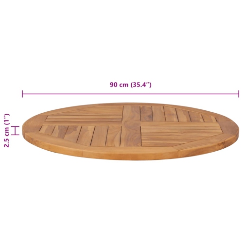 Surface de table ronde en teck massif 2,5 cm 90 cm de vidaXL