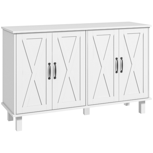 Image 1 of 9.. HOMCOM Coffee Bar Cabinet, 47" Buffet Sideboard with 4 Barn Doors and 2 Adjustable Shelves, Farmhouse Kitchen Buffet Cabinet, TV Cabinet for TVs up