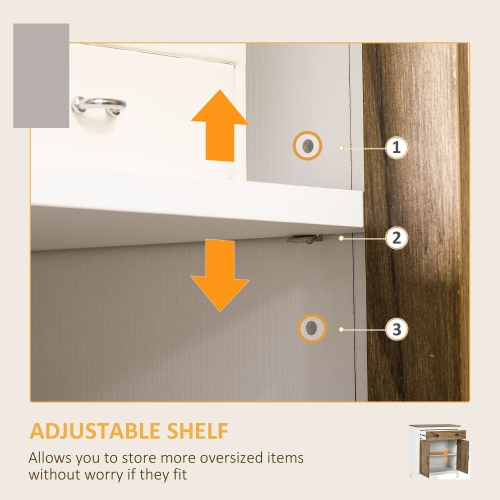 HOMCOM Farmhouse Storage Cabinet, Sideboard Kitchen Cabinet with Drawer, Double Doors and Shelves, Distressed Wood Grain