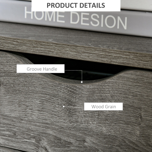 HOMCOM Nightstand with 2 Drawers, Industrial Side Table with Storage Shelf, Accent End Table for Bedroom, Living Room, Grey