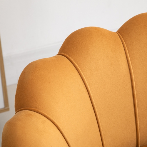 HOMCOM – Fauteuil d’appoint moderne Leisure Club en tissu Velvet-Touch avec pattes en métal doré pour chambre à coucher, jaune