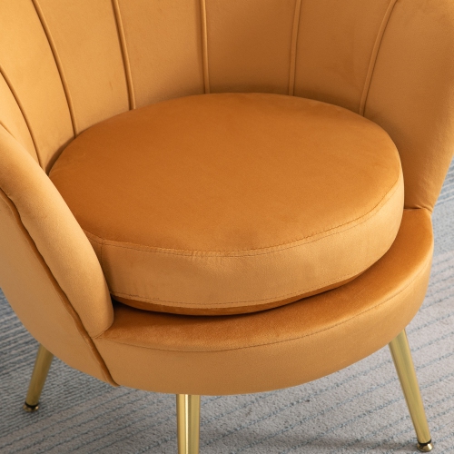 HOMCOM – Fauteuil d’appoint moderne Leisure Club en tissu Velvet-Touch avec pattes en métal doré pour chambre à coucher, jaune