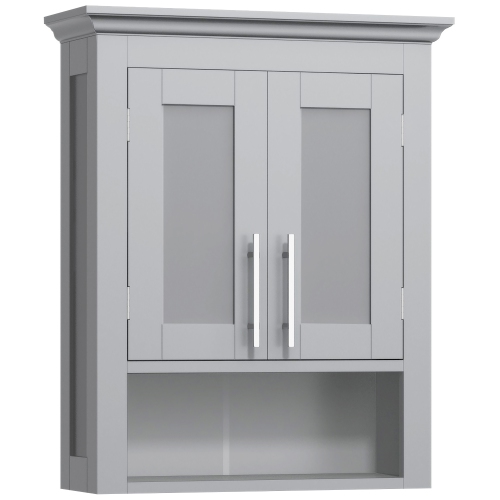 kleankin Bathroom Wall Cabinet, Medicine Cabinet, Over Toilet Storage Cabinet with Shelf for Living Room and Entryway, Grey