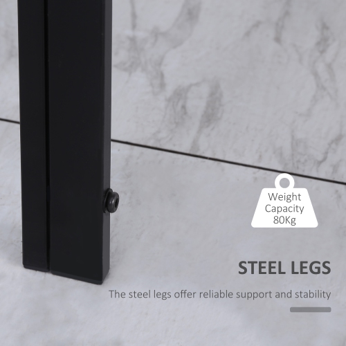 HOMCOM Rectangular Dining Table for 4 People, Modern Kitchen Table with Tabletop Tempered Glass and Metal Legs for Dining Room, Living Room, Black