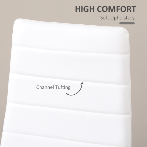 HOMCOM Modern Dining Chairs Set of 6, Upholstered PU Leather Kitchen Chairs with Channel Tufting and Metal Legs for Living Room, Dining Room,