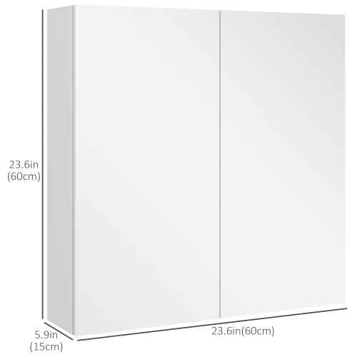 kleankin 24" x 24" Medicine Cabinet, Wall Mounted Bathroom Mirror Cabinet with Mirrored Doors, Adjustable Shelves and Soft Close Mechanism, High