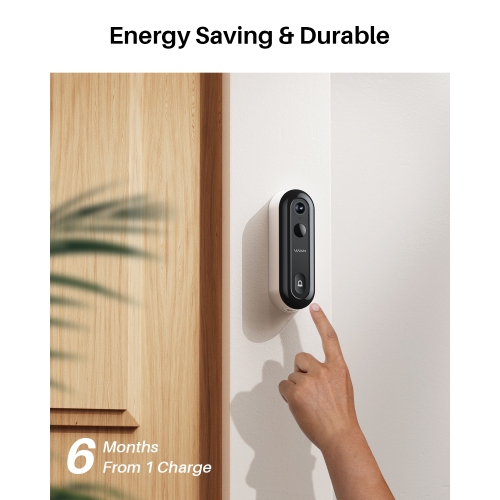 Sonnette vidéo sans fil 2K de WUUK avec carillon 32&nbsp;Go, sonnette avec caméra sans abonnement, détection humaine et de mouvement, alimentée par