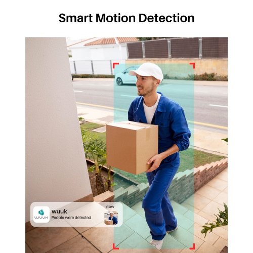 Sonnette vidéo sans fil 2K de WUUK avec carillon 32&nbsp;Go, sonnette avec caméra sans abonnement, détection humaine et de mouvement, alimentée par